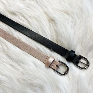 Thin Leather Fashion Belt Set Pink and Black Size Medium